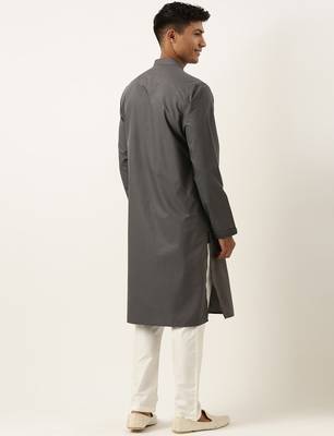 Grey pleated cotton kurta set 5