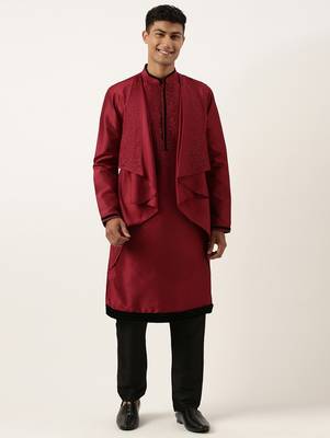 Maroon ombre layered kurta set 1