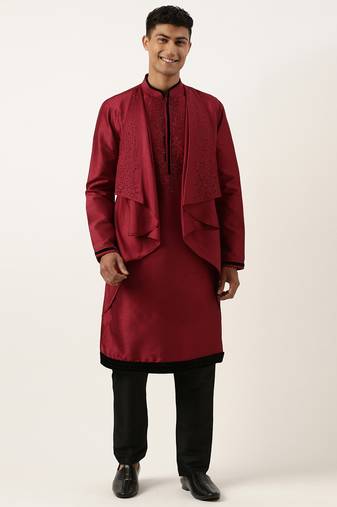 Maroon ombre layered kurta set