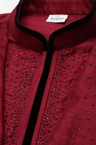 Maroon ombre layered kurta set
