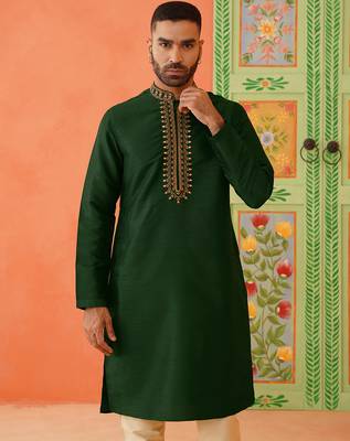 Sage green mirror embroidered kurta set 3