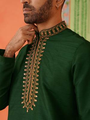 Sage green mirror embroidered kurta set 5
