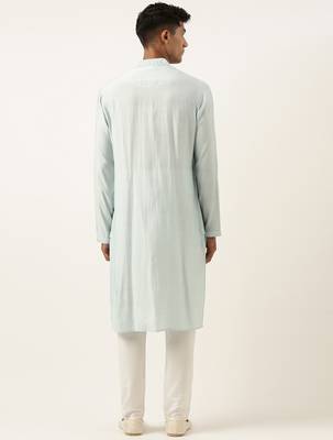 Sky blue mirror embroidered kurta set 5