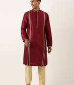 Maroon geometrical embroidery kurta set