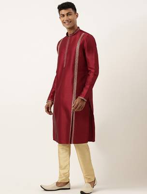 Maroon geometrical embroidery kurta set 3