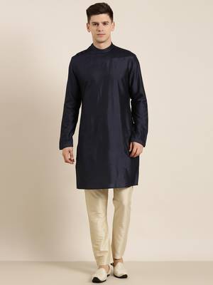 Navy pleated kurta set 2