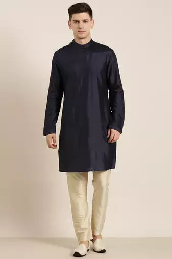 Navy pleated kurta set