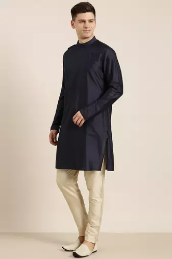 Navy pleated kurta set
