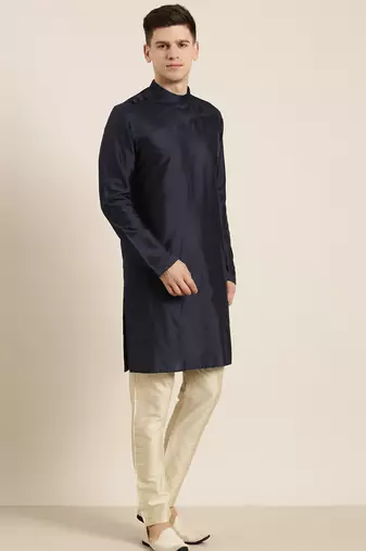 Navy pleated kurta set