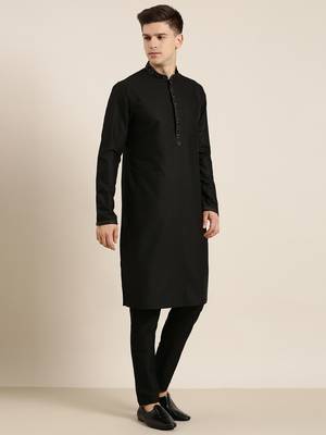 Black cotton dori embroidery kurta set 5