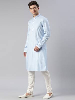 Sky blue cotton kurta set 3