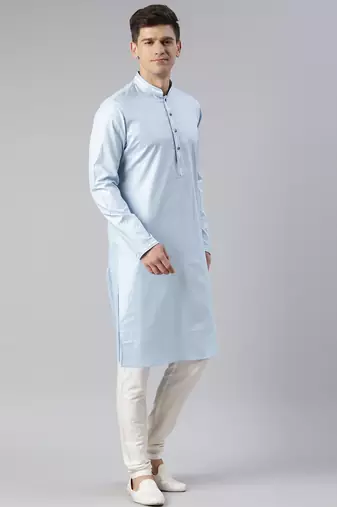 Sky blue cotton kurta set