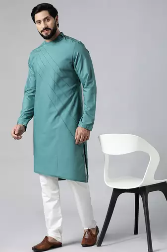 Turquoise pintux kurta set
