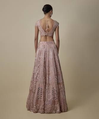 pink embroidered satin lehenga 3