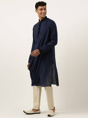 Navy multi style draped kurta set 3
