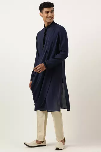 Navy multi style draped kurta set