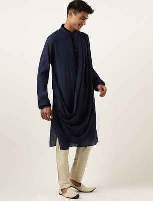 Navy multi style draped kurta set 4