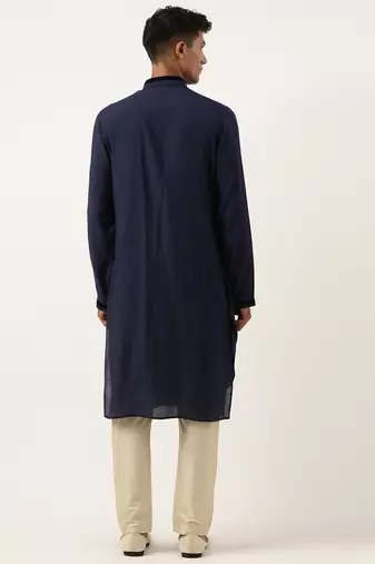 Navy multi style draped kurta set