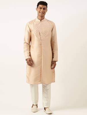 Peach embroidery angrakha kurta set 1