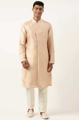 Peach embroidery angrakha kurta set