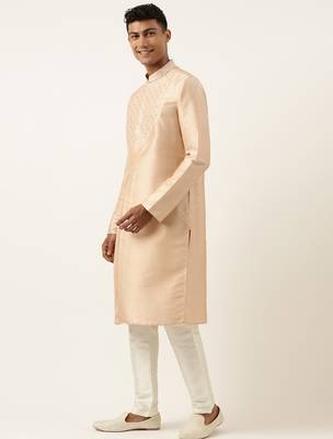 Peach embroidery angrakha kurta set 3
