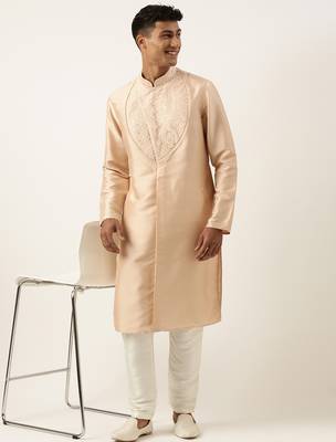 Peach embroidery angrakha kurta set 4