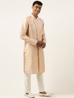 Peach embroidery angrakha kurta set 5