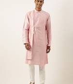 Pink embroidery angrakha kurta set