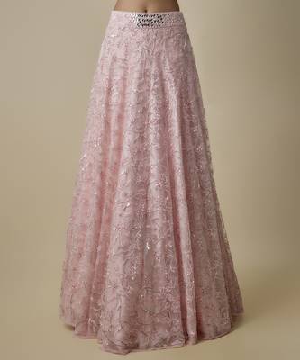pink embroidered satin lehenga with blouse 3