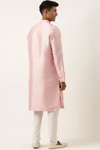 Pink embroidery angrakha kurta set