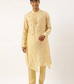 Gold side open layered kurta set