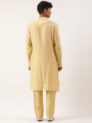 Gold side open layered kurta set 2