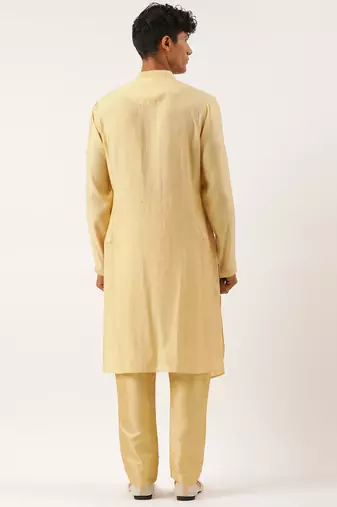 Gold side open layered kurta set
