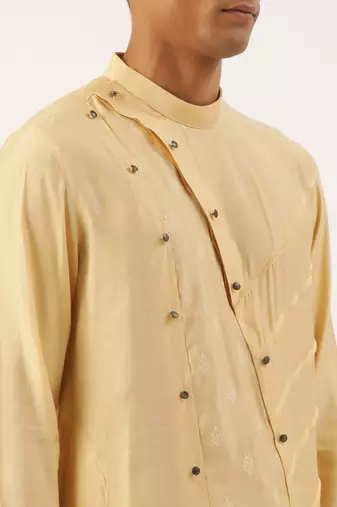 Gold side open layered kurta set