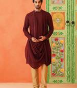 Maroon drape kurta set