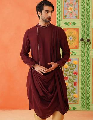 Maroon drape kurta set 3