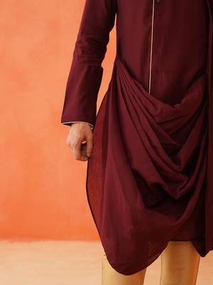 Maroon drape kurta set 5
