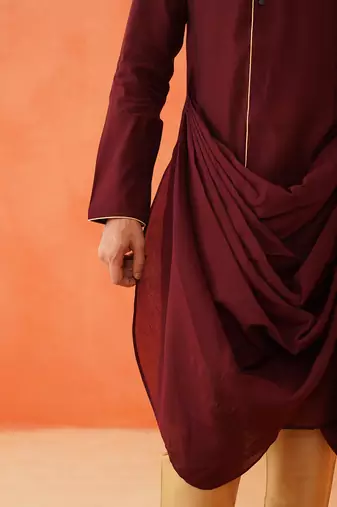 Maroon drape kurta set