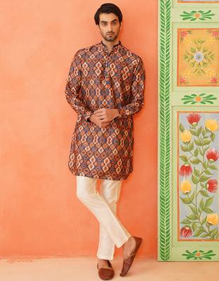 Navy print short kurta 5