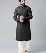 Black mirror embroidery kurta set