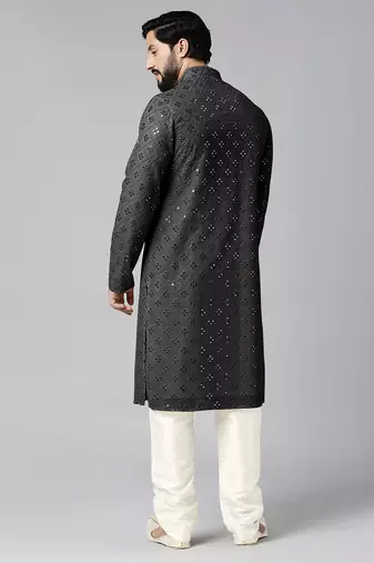 Black mirror embroidery kurta set