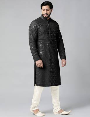 Black mirror embroidery kurta set 5
