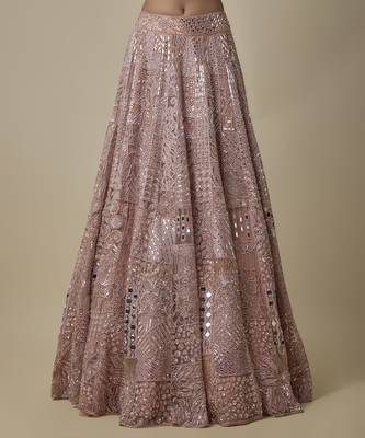 pink embroidered satin lehenga 5