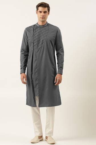 Grey cotton kurta set