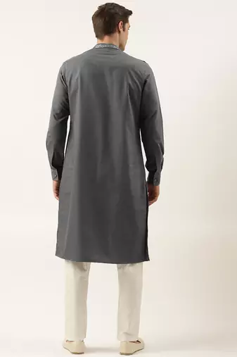 Grey cotton kurta set