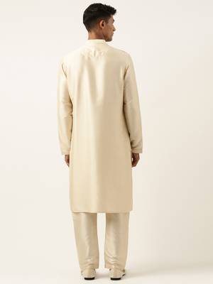 Beige pleated kurta set 5