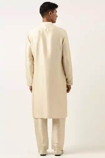 Beige pleated kurta set