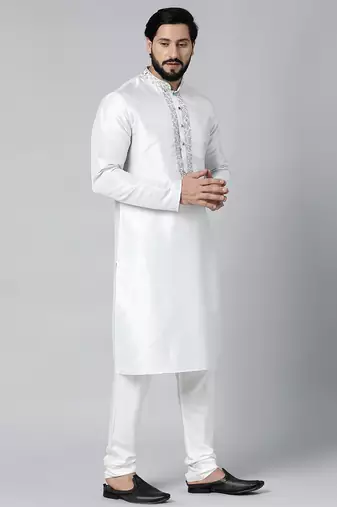 Aqua blue gota and dori embroideried kurta set