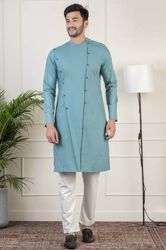 Teal cotton kurta set