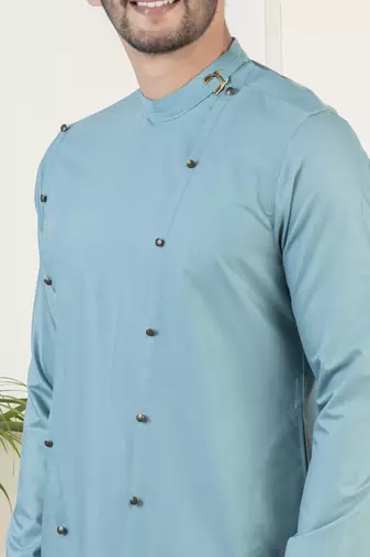 Teal cotton kurta set